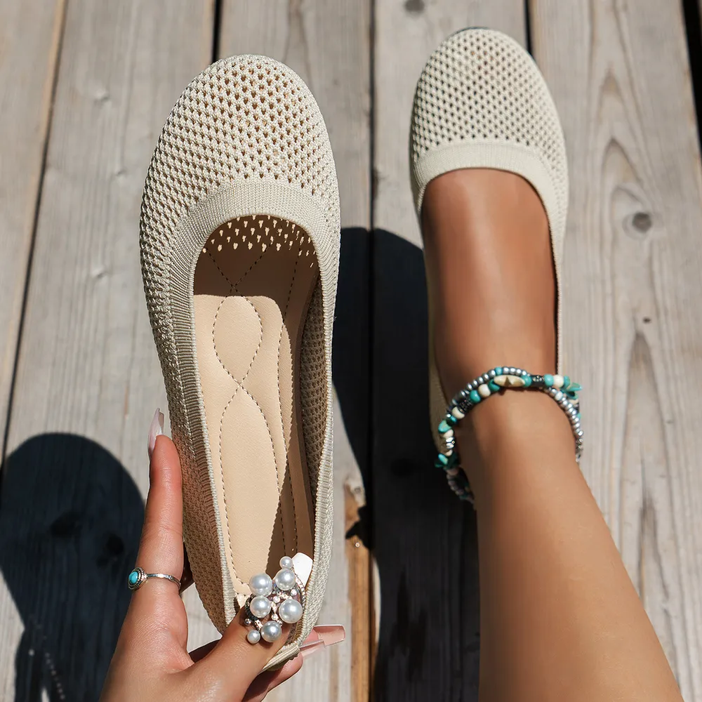 Solid Color Mesh Flat Slip-Ons, image 12