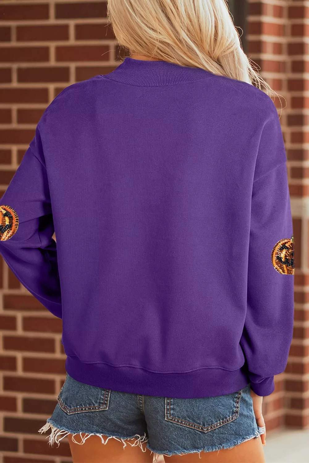 Sequin Pumpkin Spooky Halloween Sweatshirt, image 4