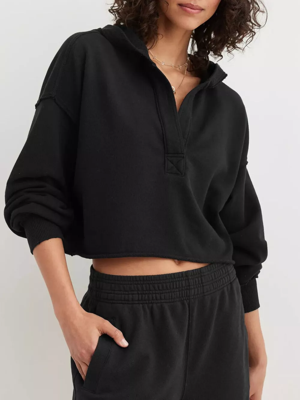Exposed Seam Dropped Shoulder Hoodie, image 7