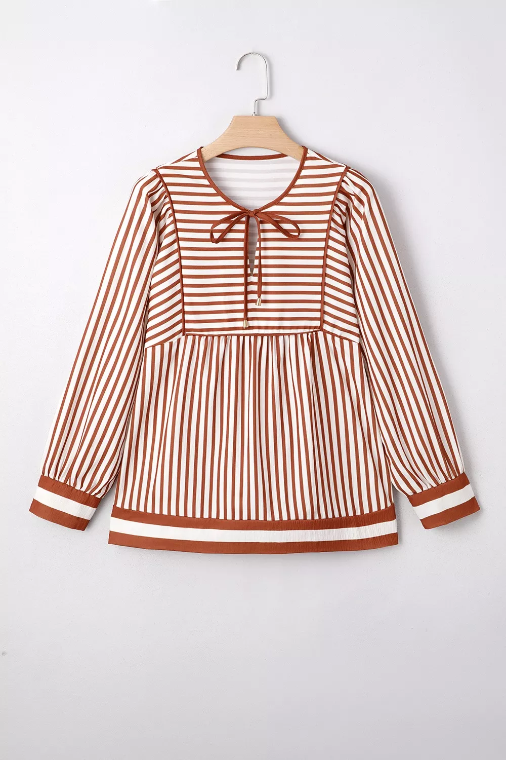 Stripe Babydoll Long Sleeve Blouse, image 6