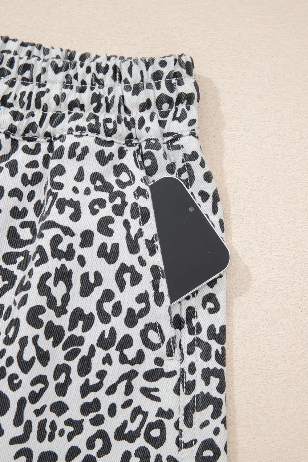 Leopard Print Tassel Drawstring Casual Denim Skort, image 9