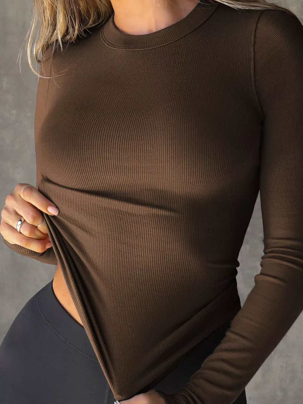 Long Sleeve Crop T-Shirt with Ribbed Texture, image 10