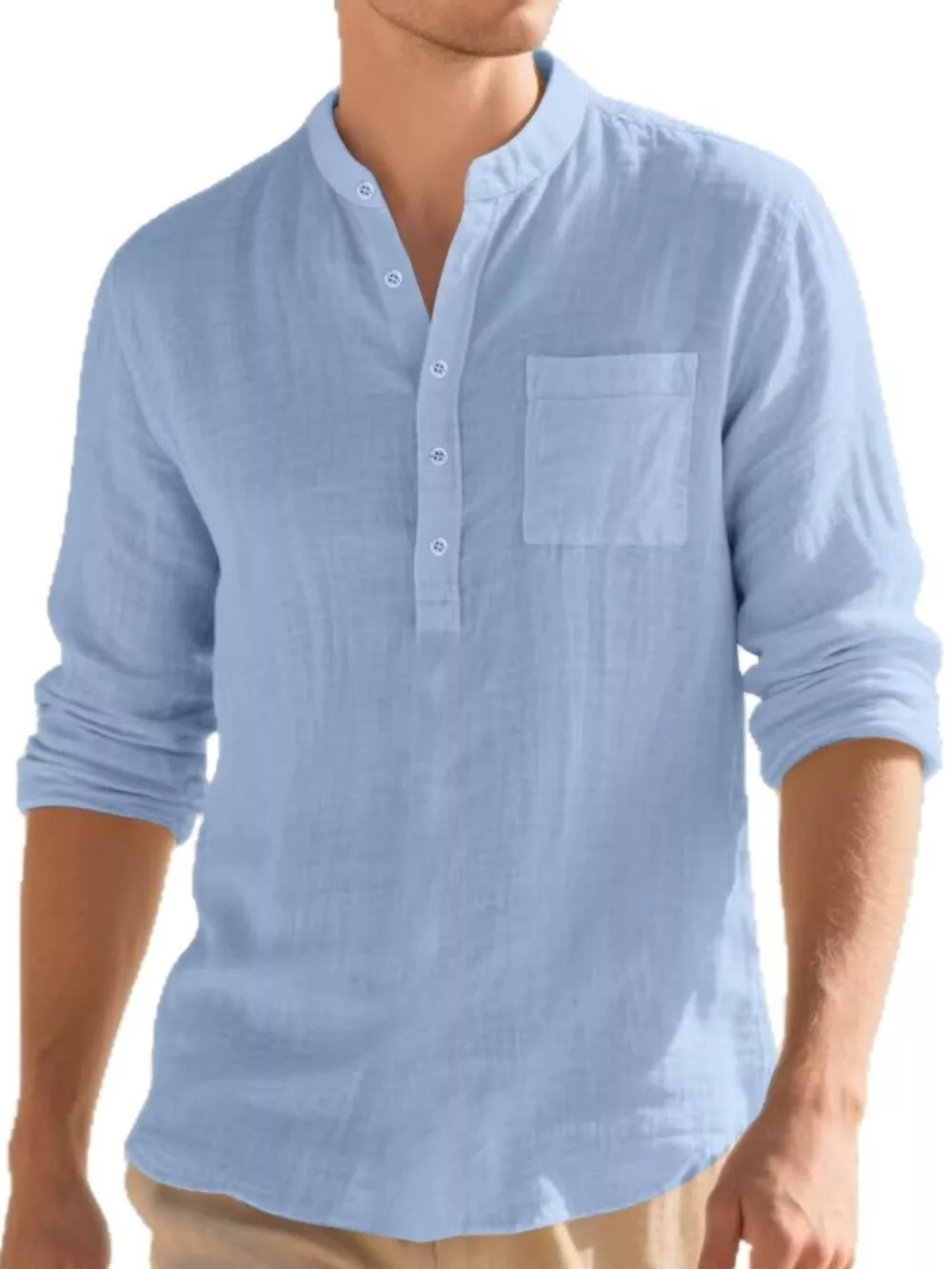 Men's Full Size Button Detail Long Sleeve Shirt Plus Size, image 2