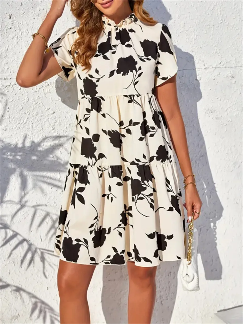 Printed Short Sleeve Mini Dress, image 2