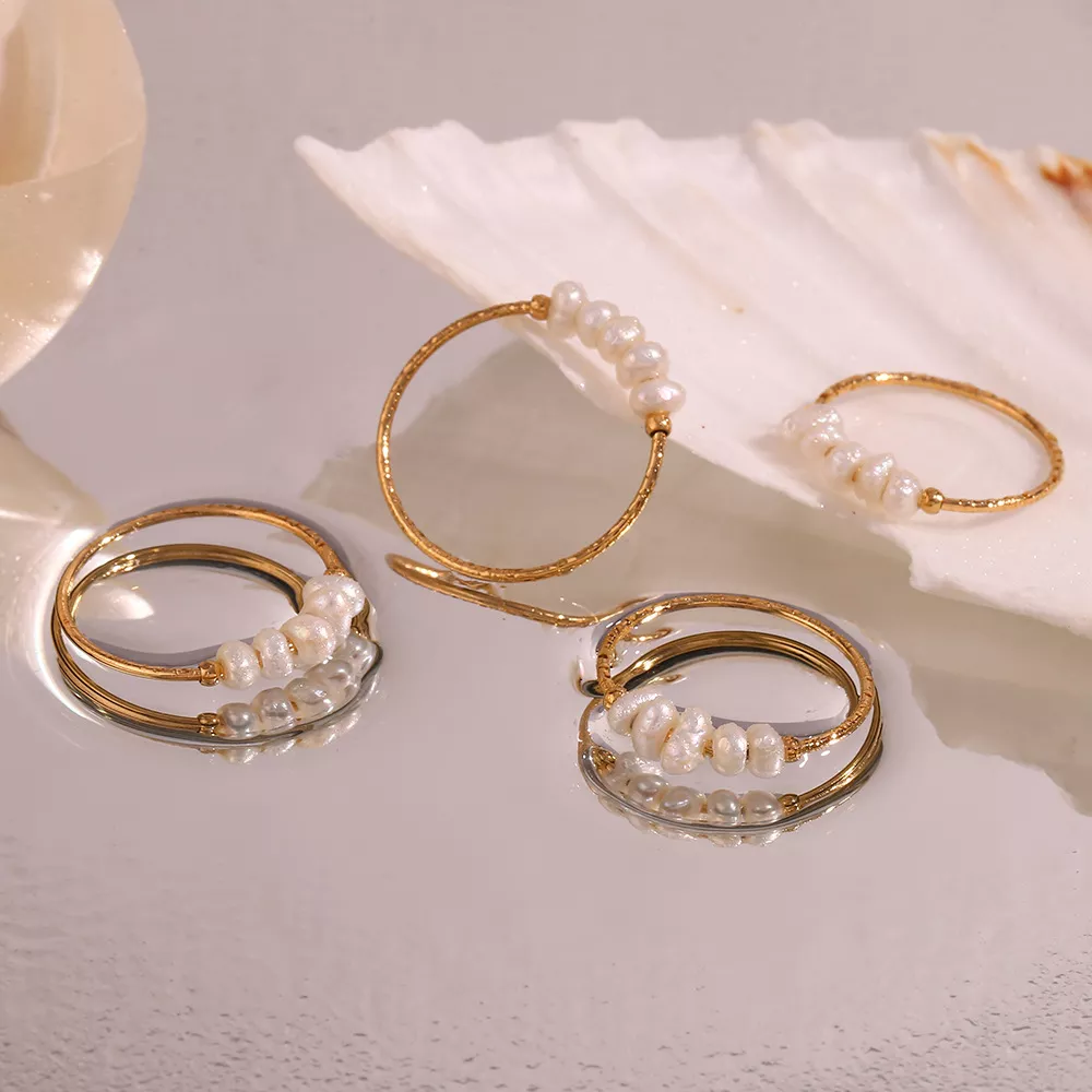 18K Gold-Plated Baroque Pearl Ring, image 2