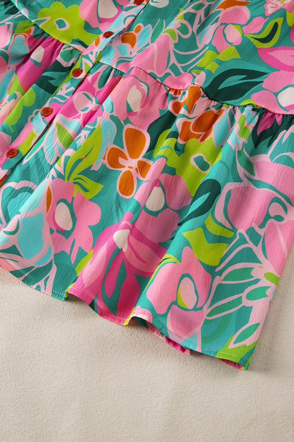 Printed Collared Neck Puff Sleeve Mini Dress, image 4