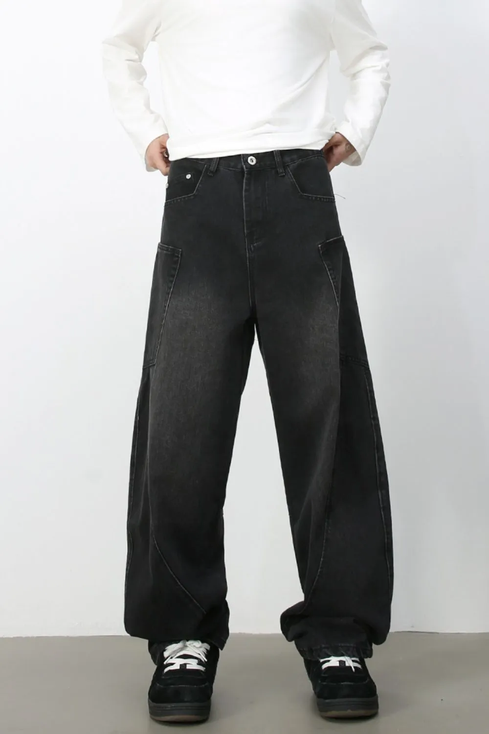 Men's Wide Leg Jeans with Pockets, image 6