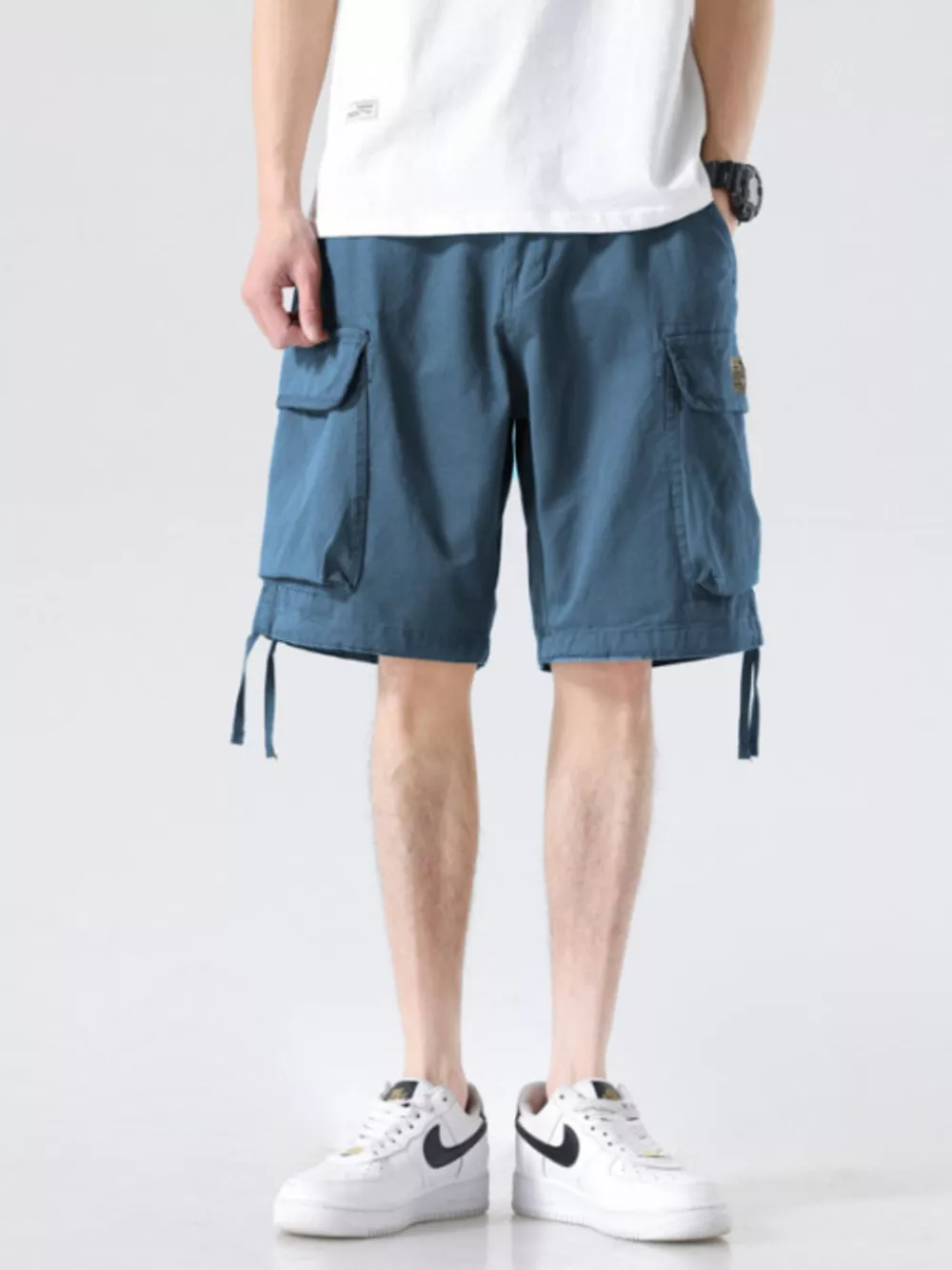 Men's Drawstring Wide Leg Cargo Shorts, image 11
