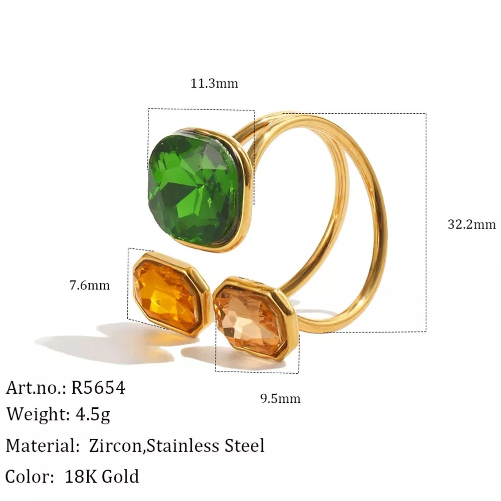 Stainless Steel Zircon Open Ring, image 5