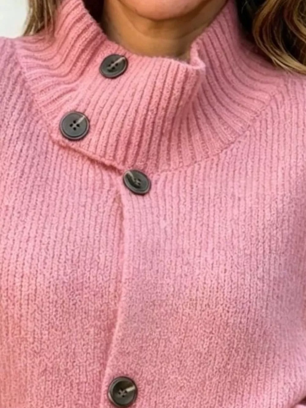Full Size Button-Up Mock Neck Cardigan Plus Size, image 3