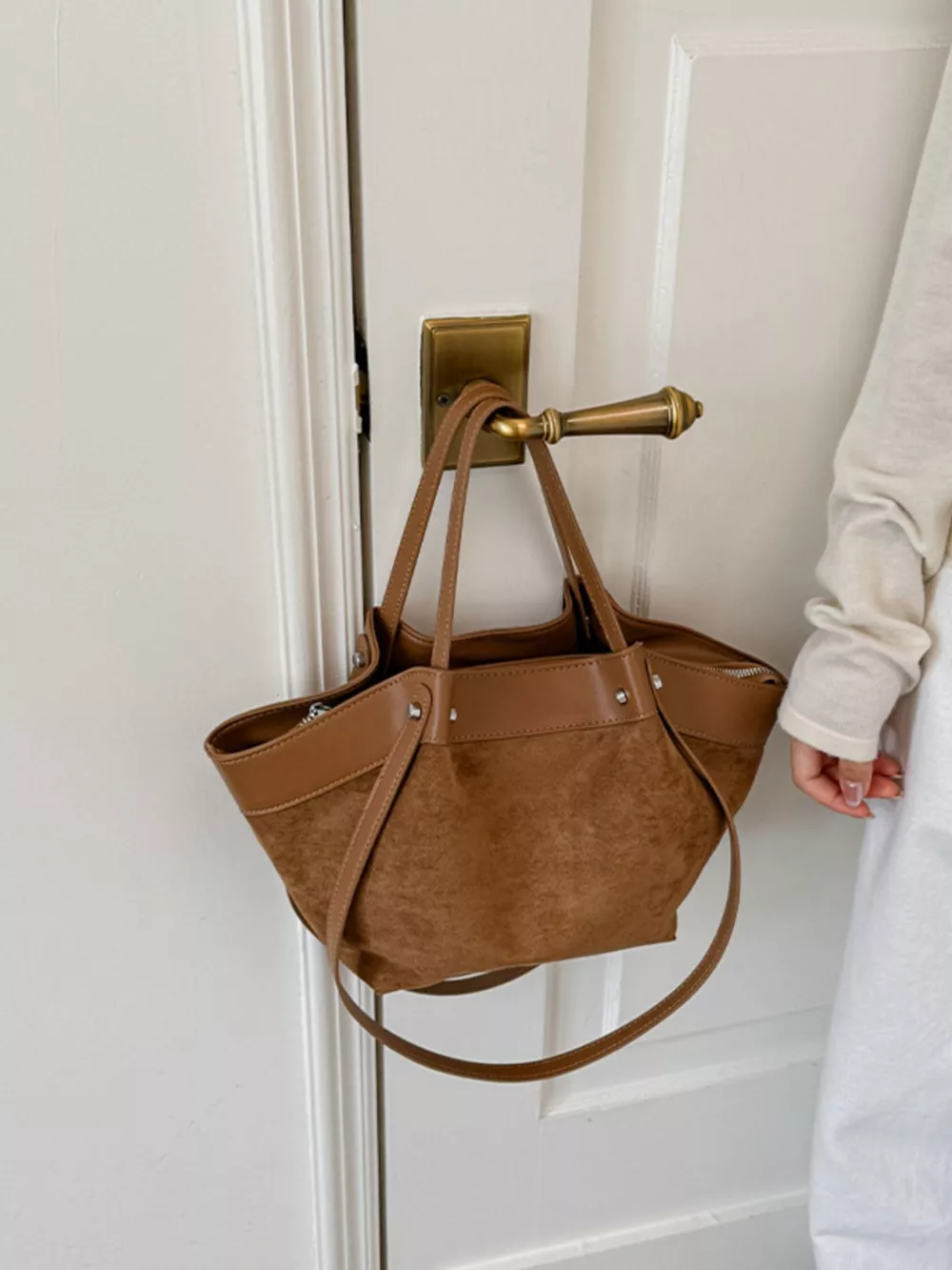 Leather Trim Tote Bag, image 6
