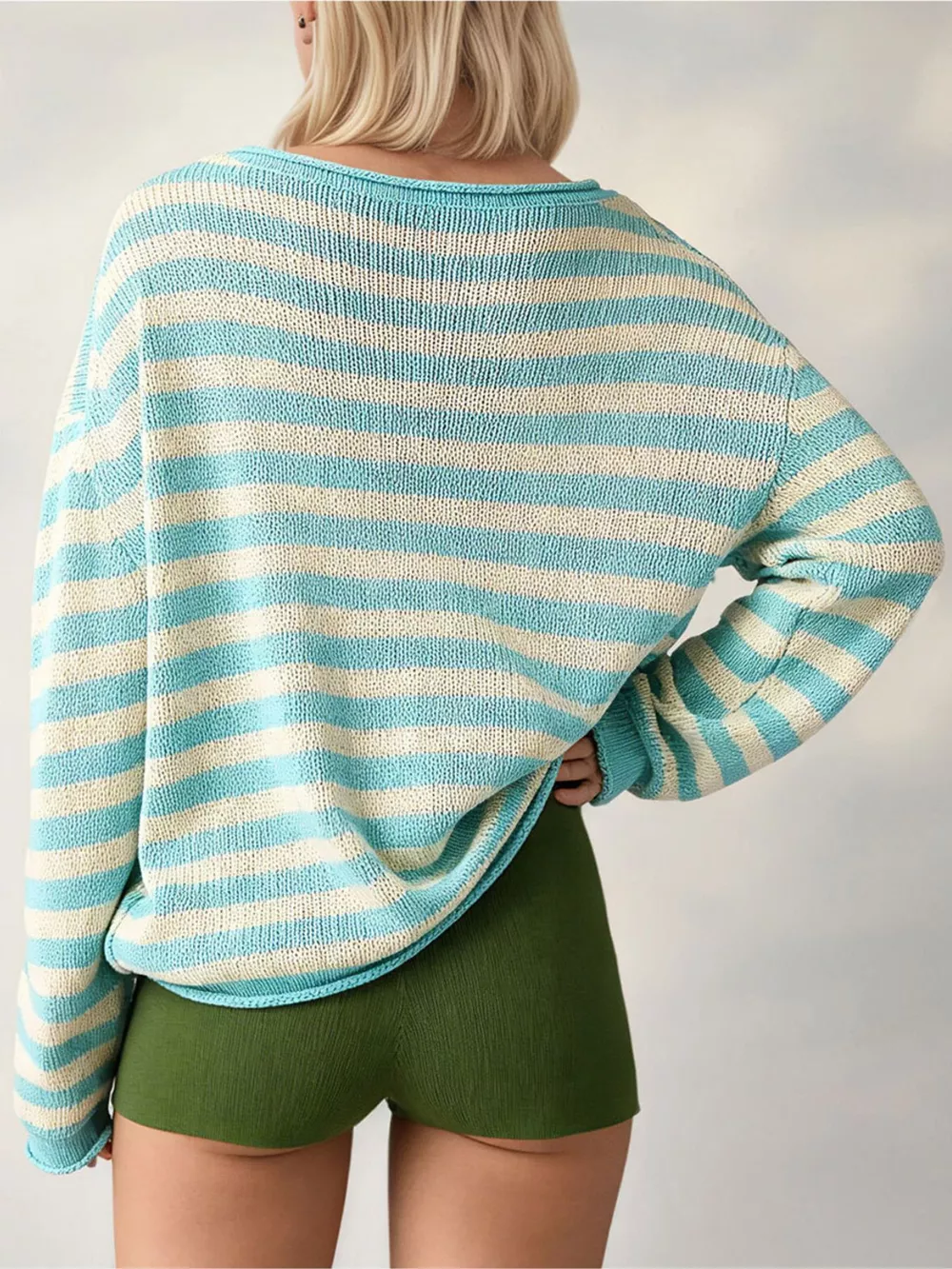 Casual Striped Boat Neck Sweater, image 4