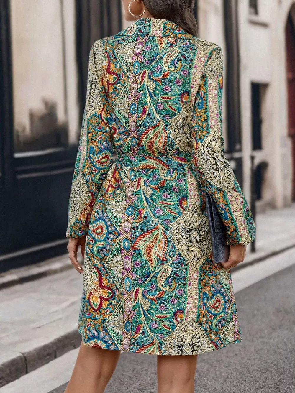 Paisley Print Button-Down Shirt Dress, image 5