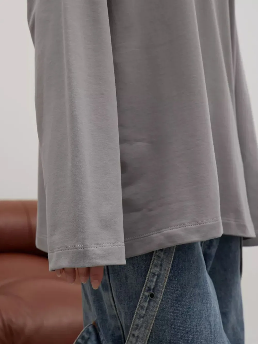 Round Neck Dropped Shoulder Long Sleeve T-Shirt, image 26