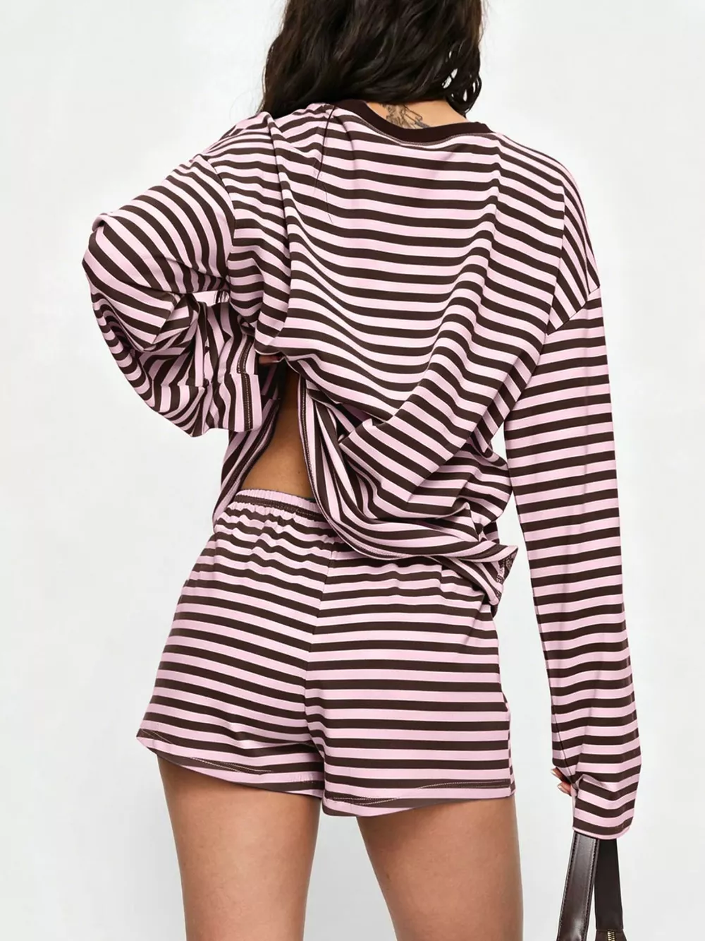 Striped Long-Sleeve Top and Shorts Set, image 8