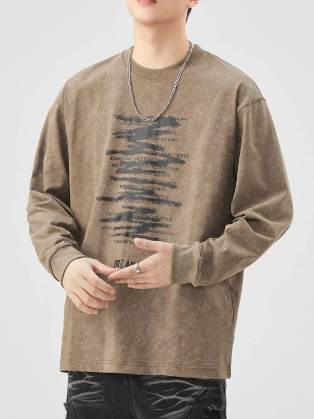 Men's Plus Size Casual Graphic Long Sleeve T-Shirt, image 6
