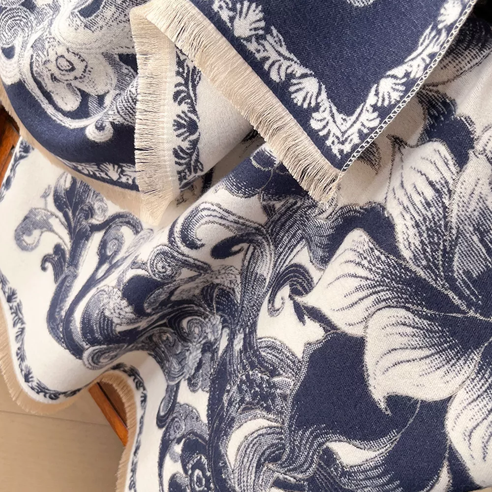 Floral Raw Hem Winter Scarf, image 4