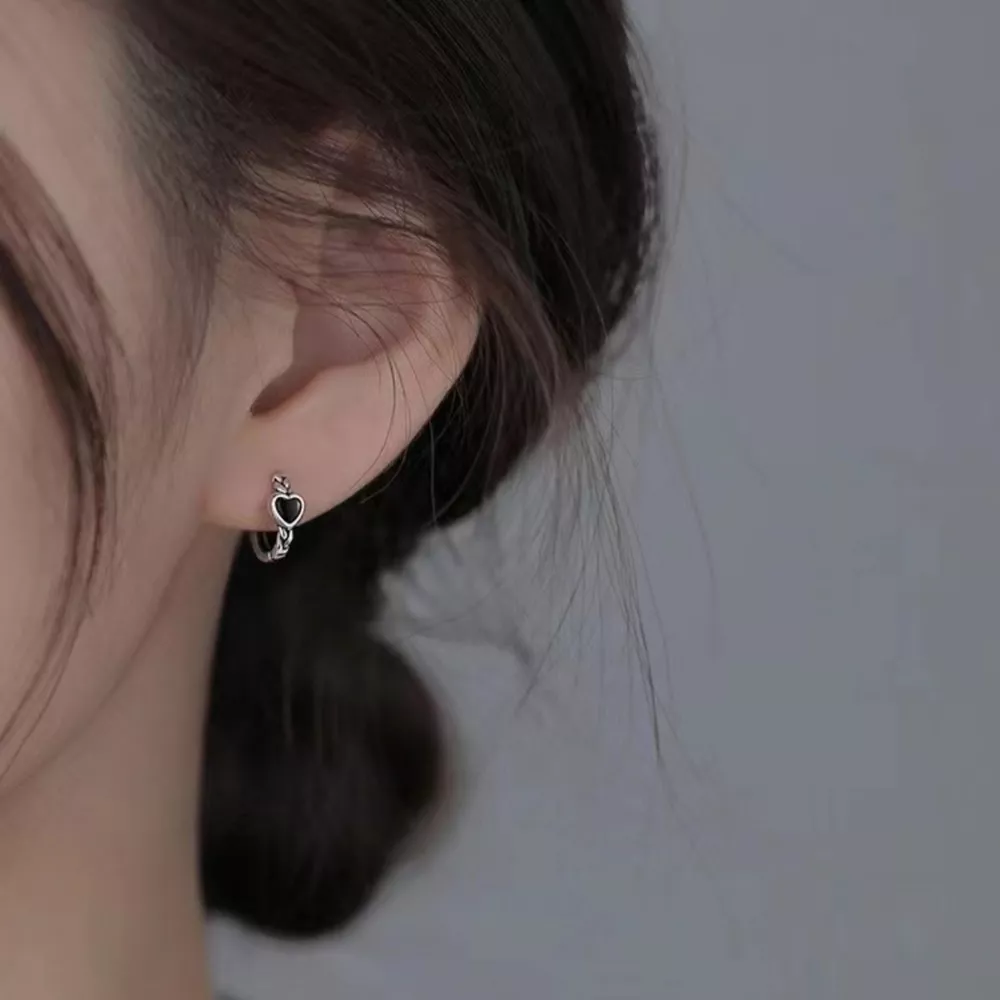 925 Sterling Silver Heart Hoop Earrings