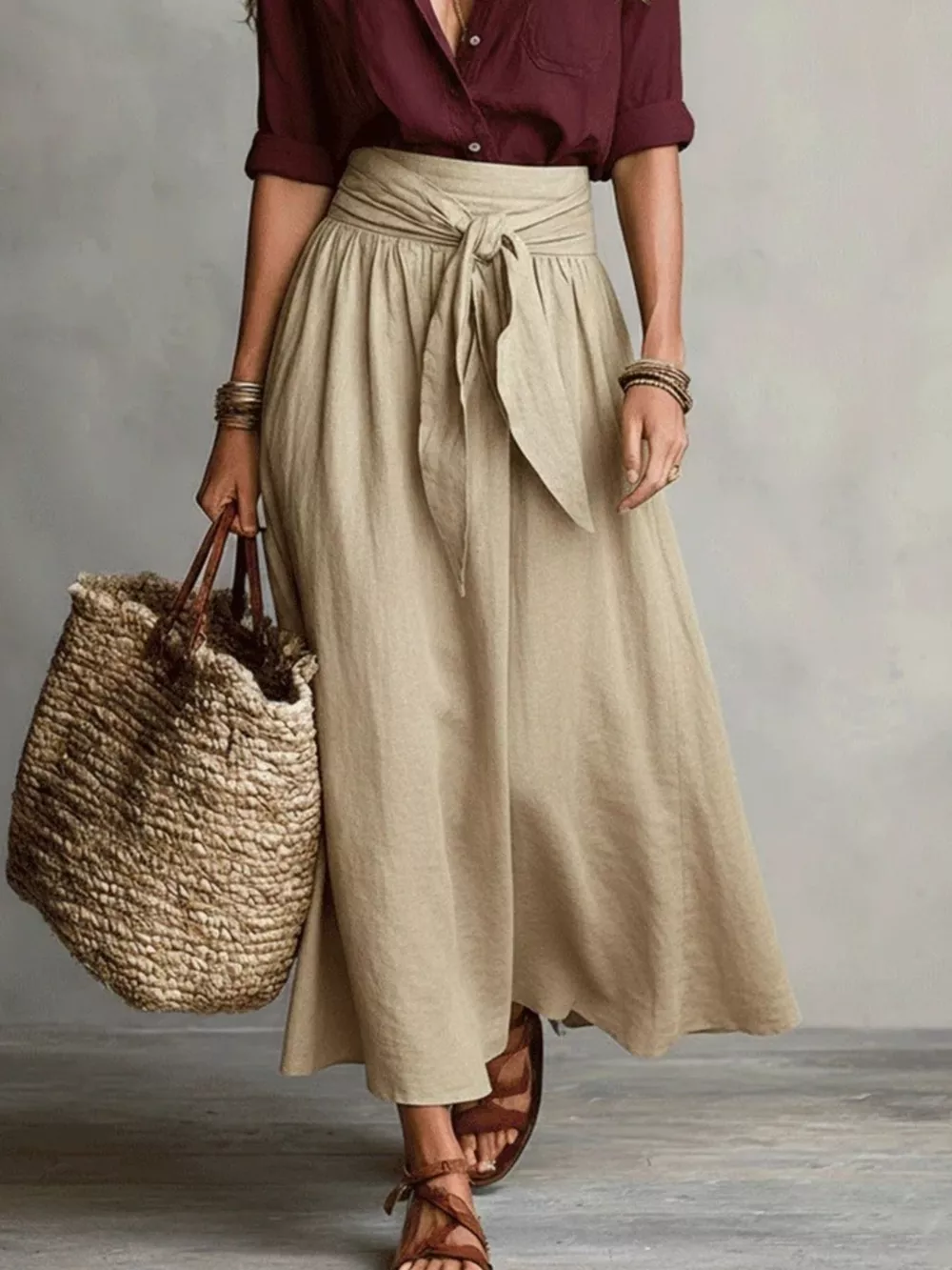 Full Size Button-Down Shirt and Skirt Set Plus Size, image 12