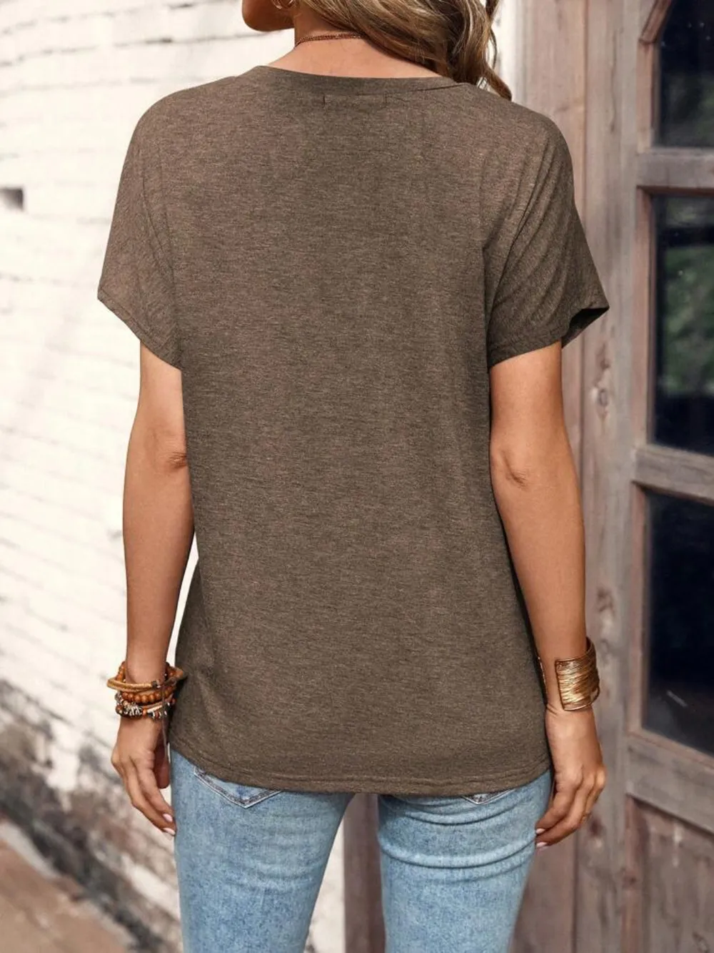 Half Button Short Sleeve Top, image 13
