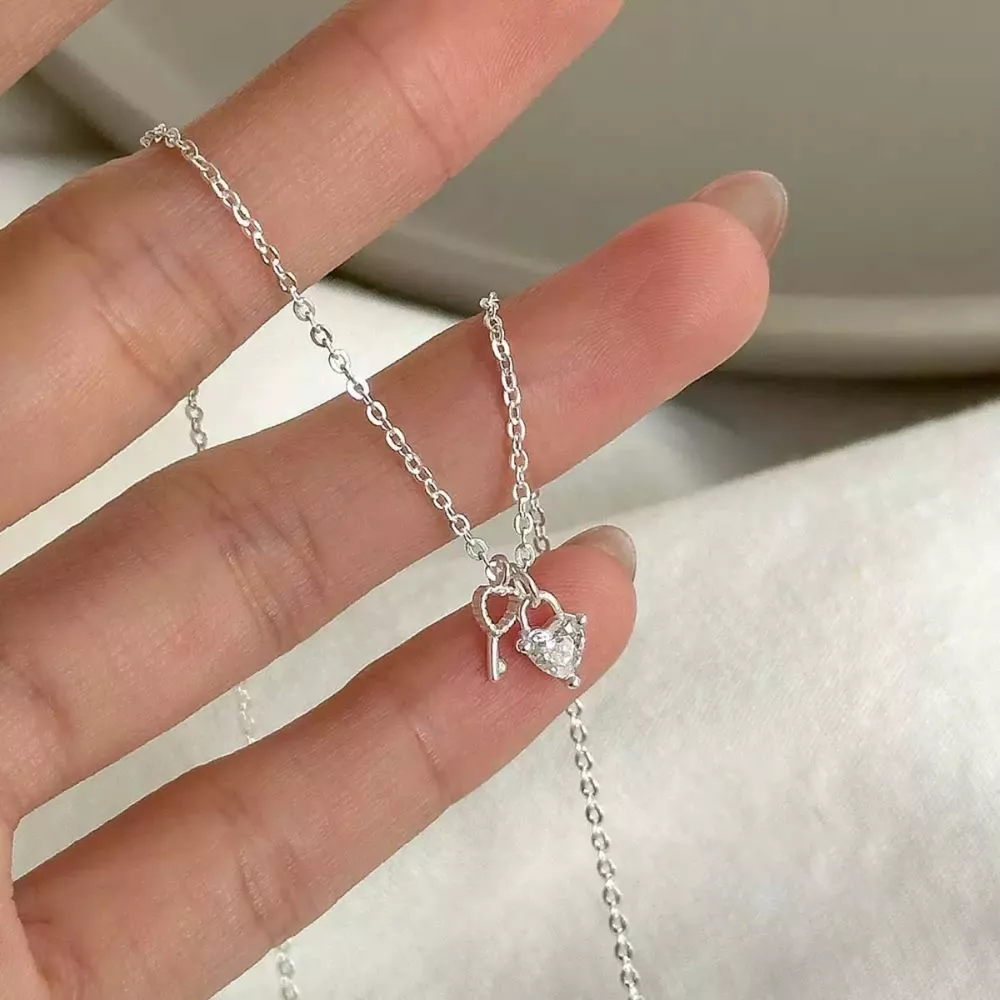 925 Sterling Silver Heart Necklace, image 6