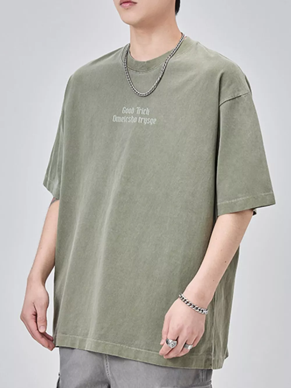 Men's Plus Size Letter Round Neck Short Sleeve T-Shirt, image 3