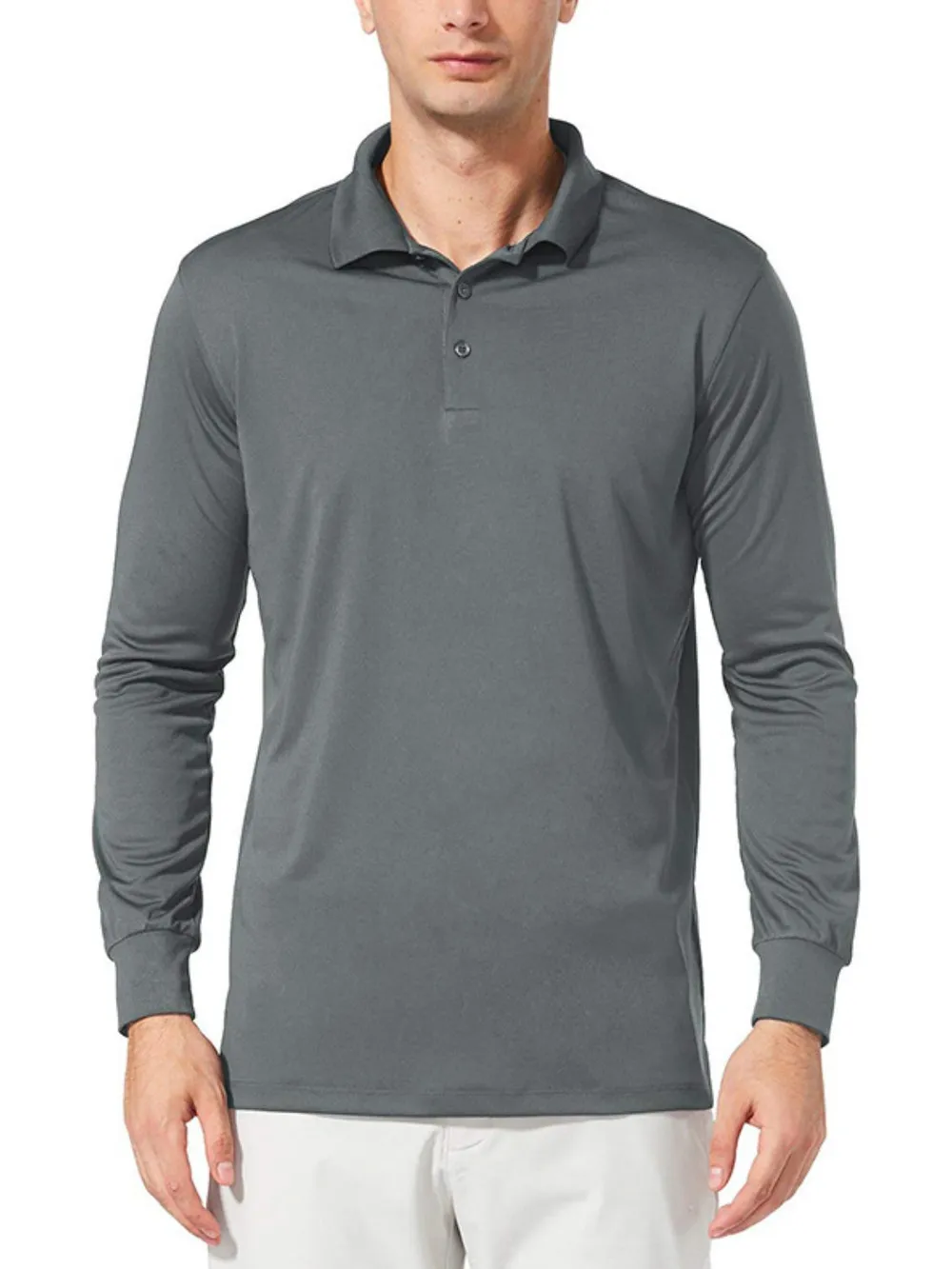 Long Sleeve Collared Neck Polo Shirt, image 2