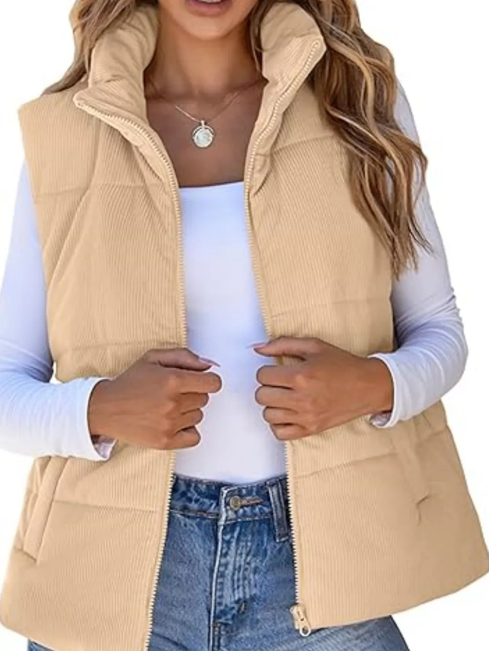 Corduroy Zip Up Vest Coat, image 25