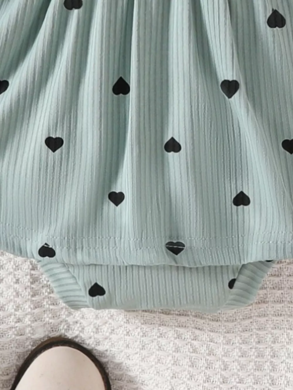 Children's Heart Print Ruffle Trim Bodysuit Dress with Headband, image 13