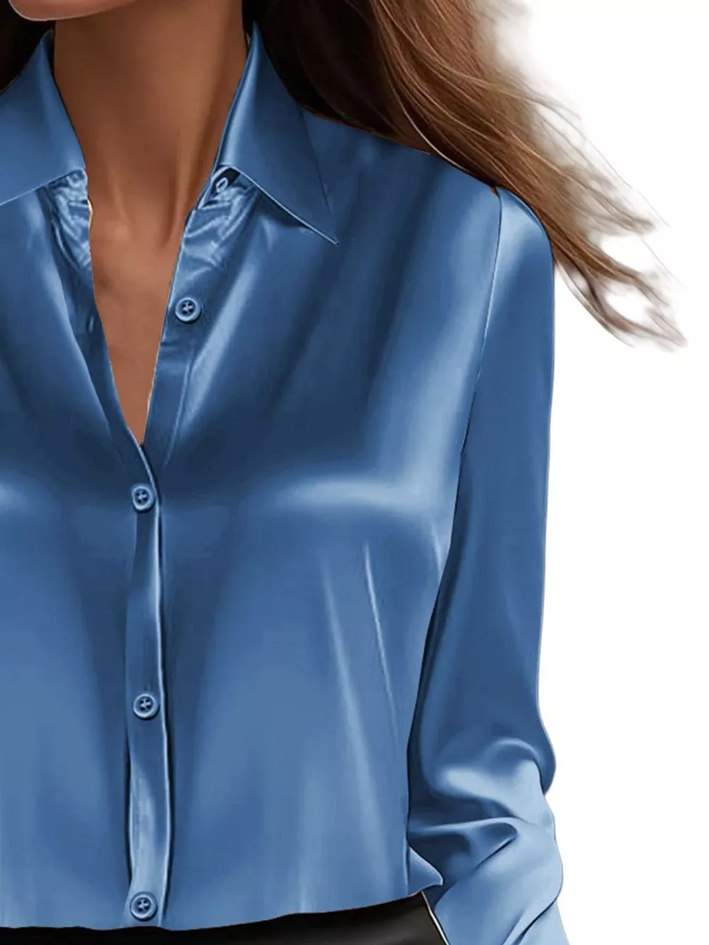 Full Size Button Down Collared Neck Long Sleeve Shirt Plus Size, image 9