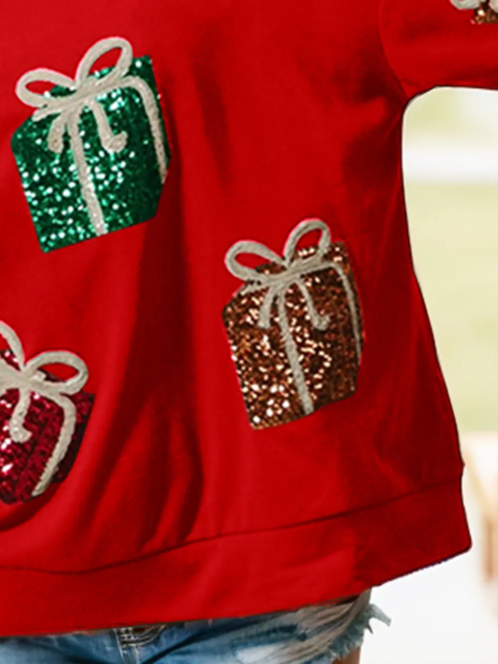 Sequin Gift Box Long Sleeve Sweatshirt, image 8