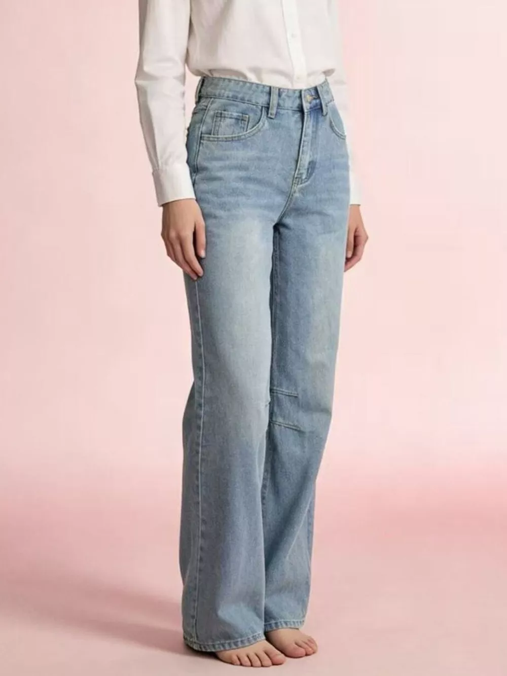 Wide Leg Wash Jeans, image 9