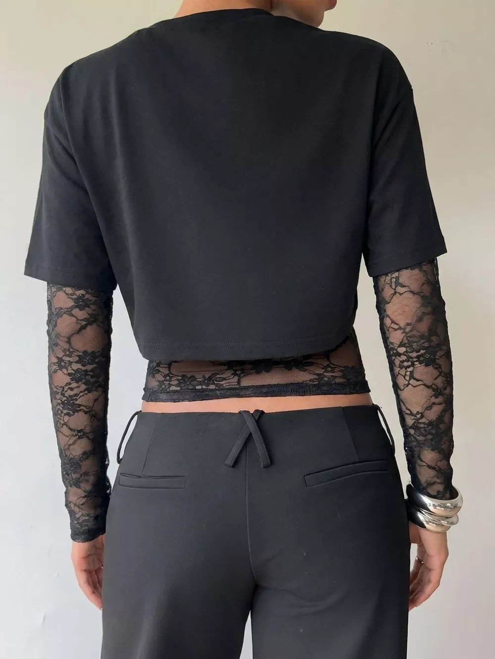 Lace Patchwork Short Sleeve T-Shirt, image 4