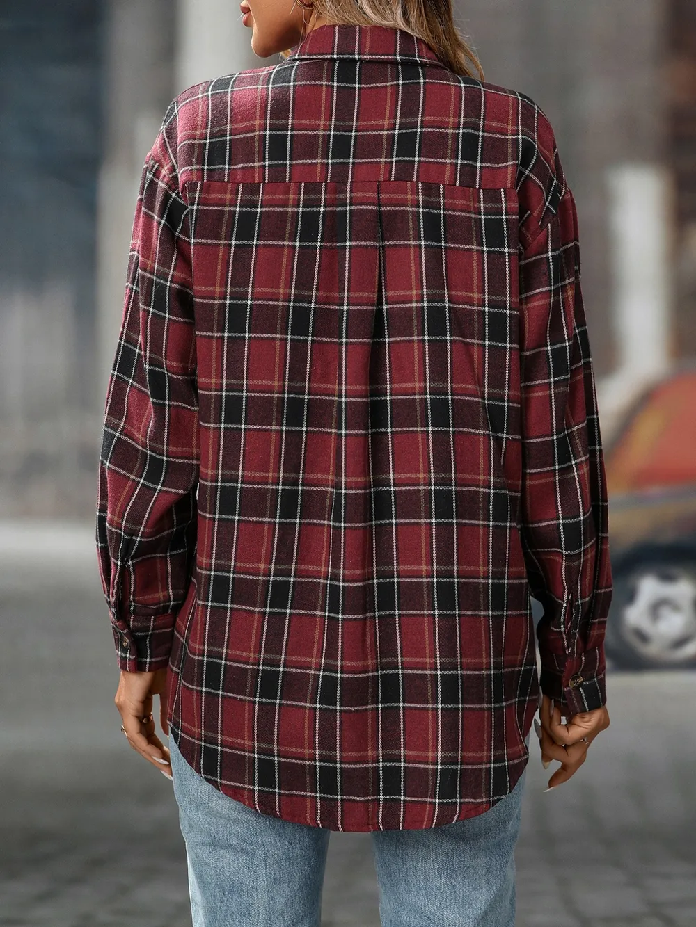 Plaid Button-Down Oversized Shirt, image 18