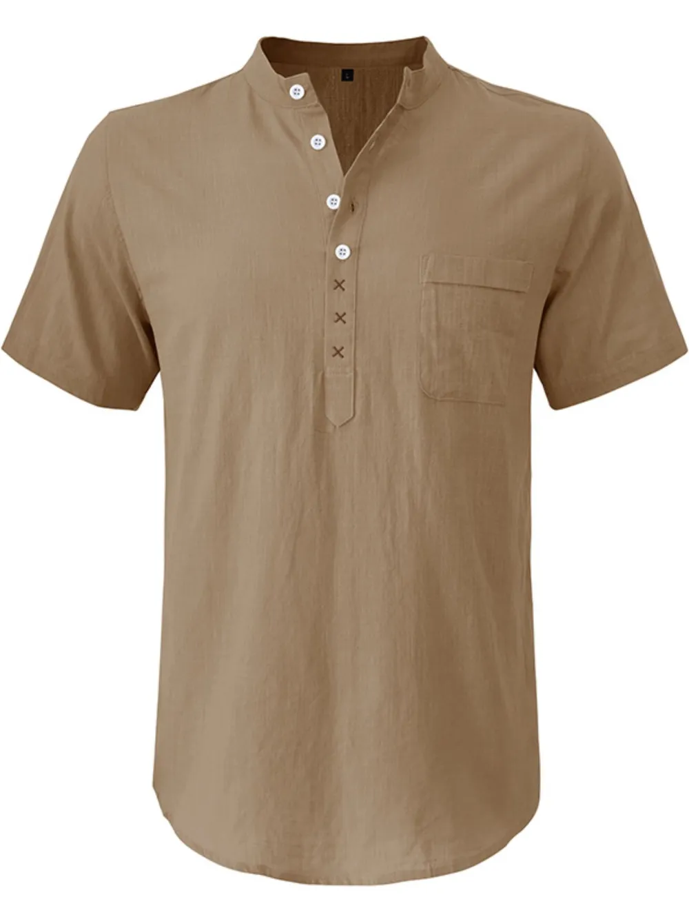 Men's Casual Collar Short Sleeve Linen Polo Shirt, image 8