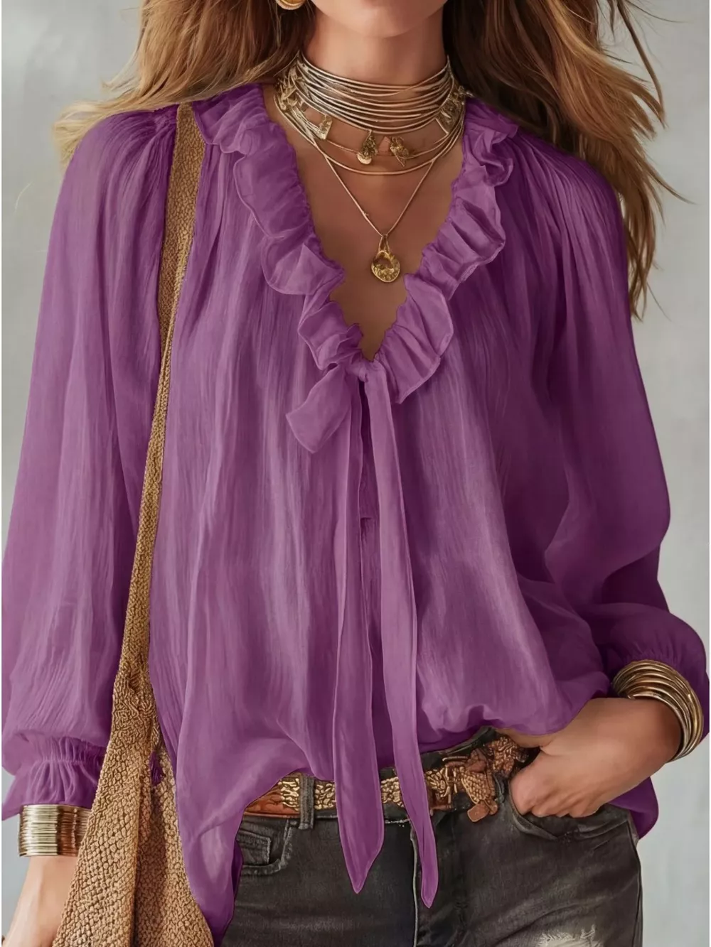 Ruffle Long Sleeve Blouse, image 4