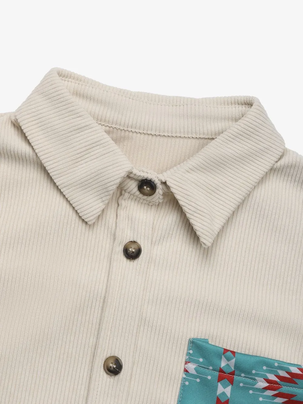 Pocketed Geometric Collared Neck Shacket, image 5