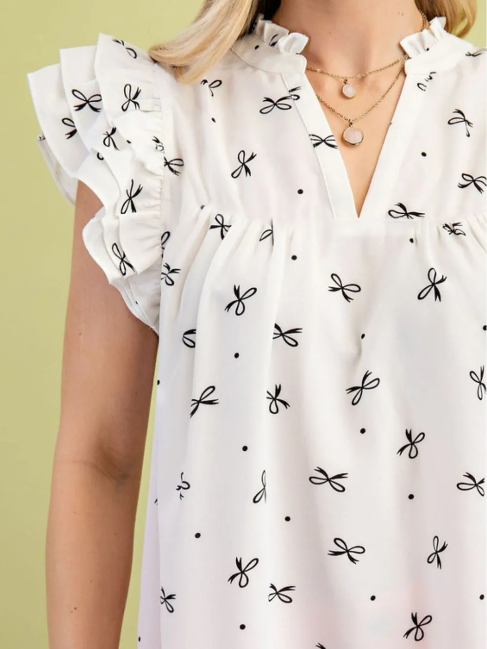 Notched Ruffled Cap Sleeve Blouse, image 8