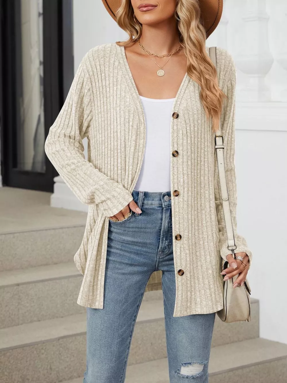 Ribbed Button-Up Cardigan, image 24