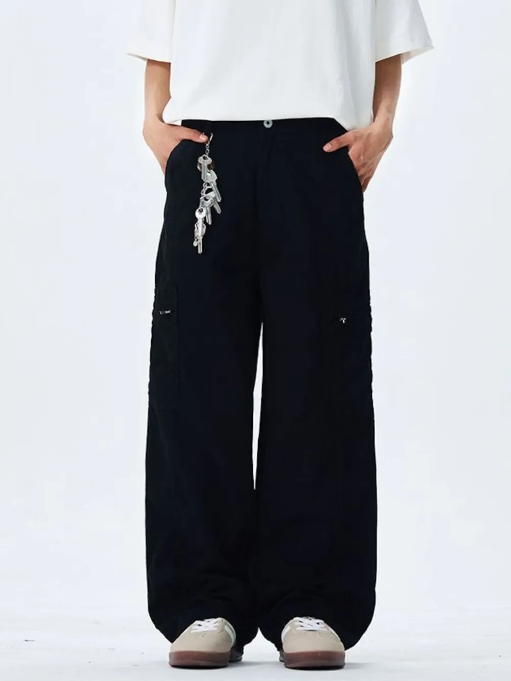 Men's Wide Leg Cargo Pants with Multi Pockets, image 3