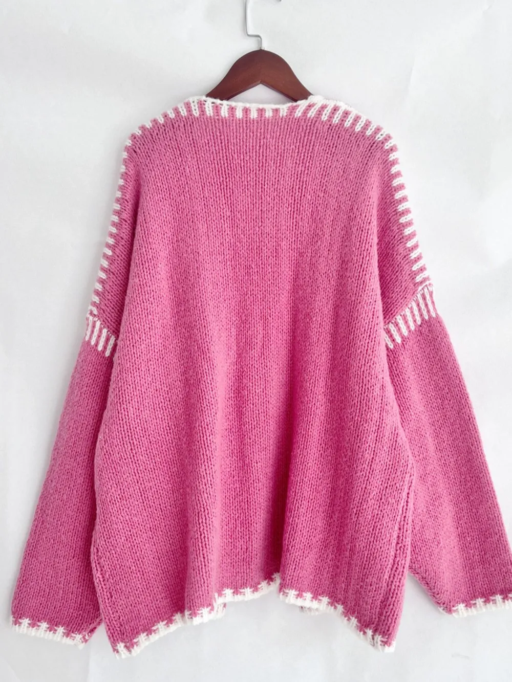 Contrast Open Front Dropped Shoulder Cardigan, image 12