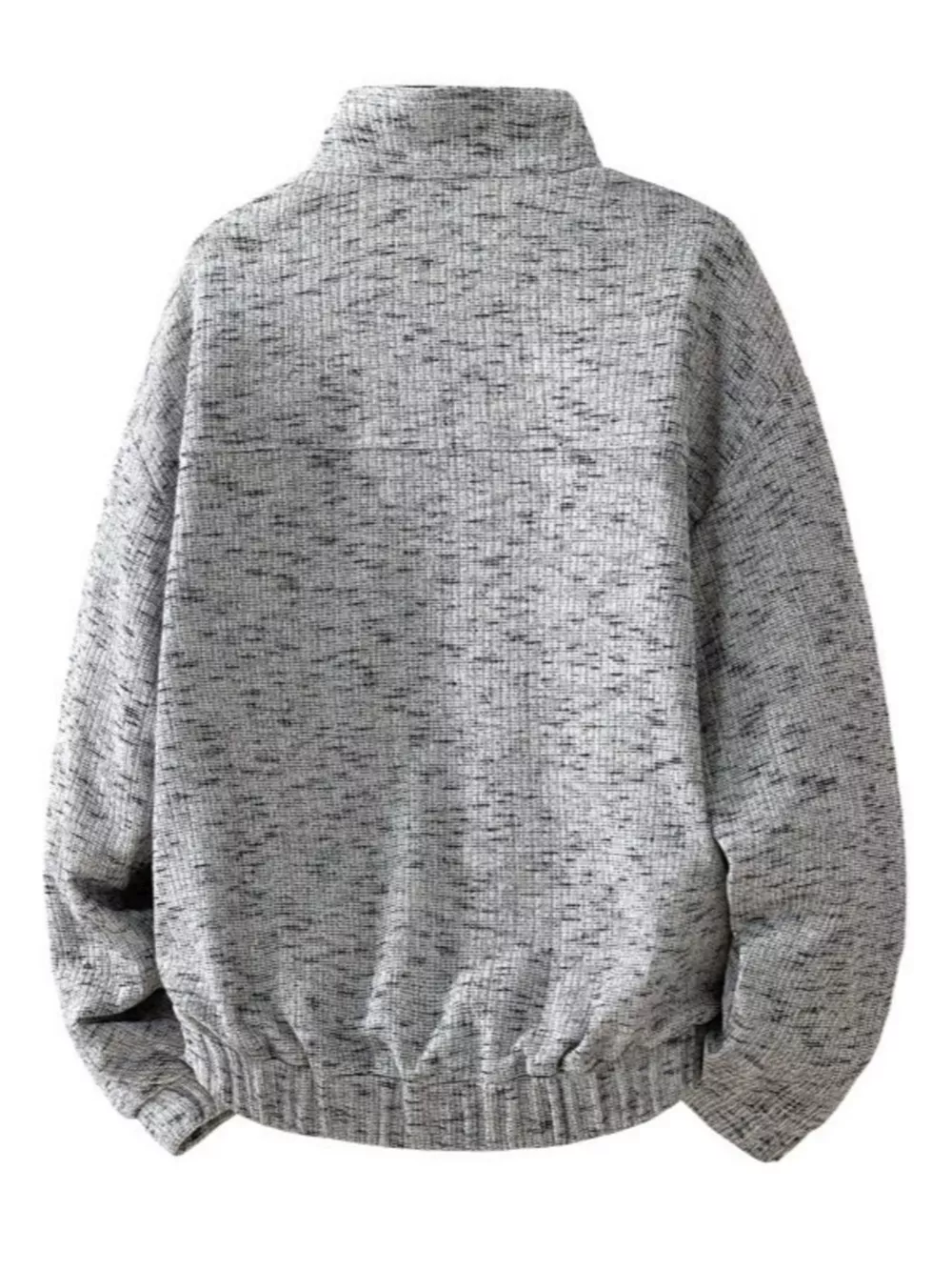 Men's Plus Size Stand Collar Textured Sweatshirt with Kangaroo Pocket, image 2