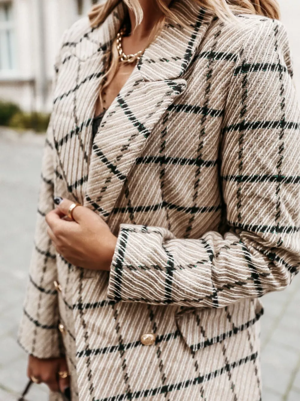 Plaid Tweed Double-Breasted Coat, image 9