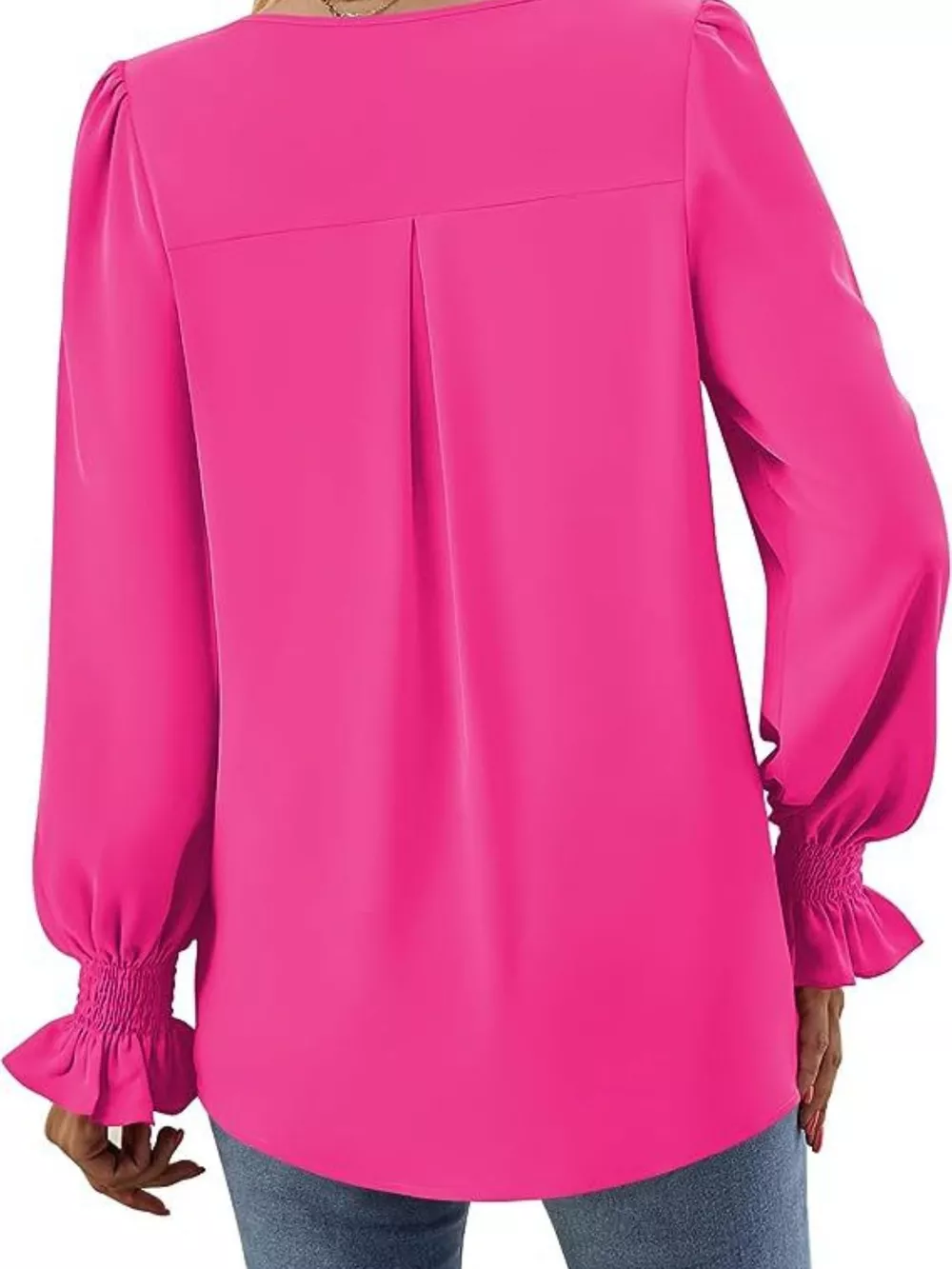 V-Neck Long Sleeve Ruffle Cuff Blouse, image 32