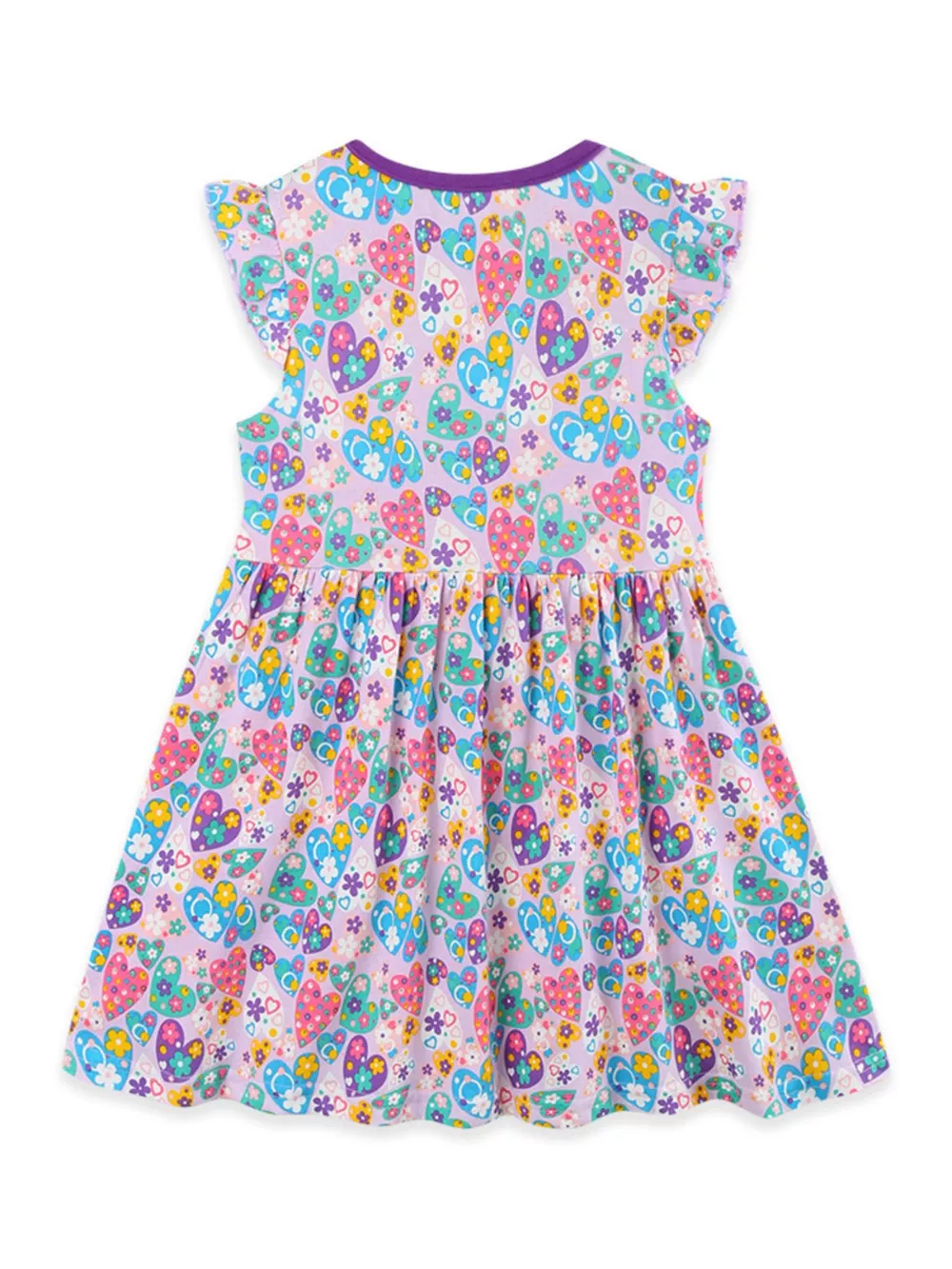 Children's Butterfly & Heart Print Pocket Ruffle Sleeve Dress, image 6