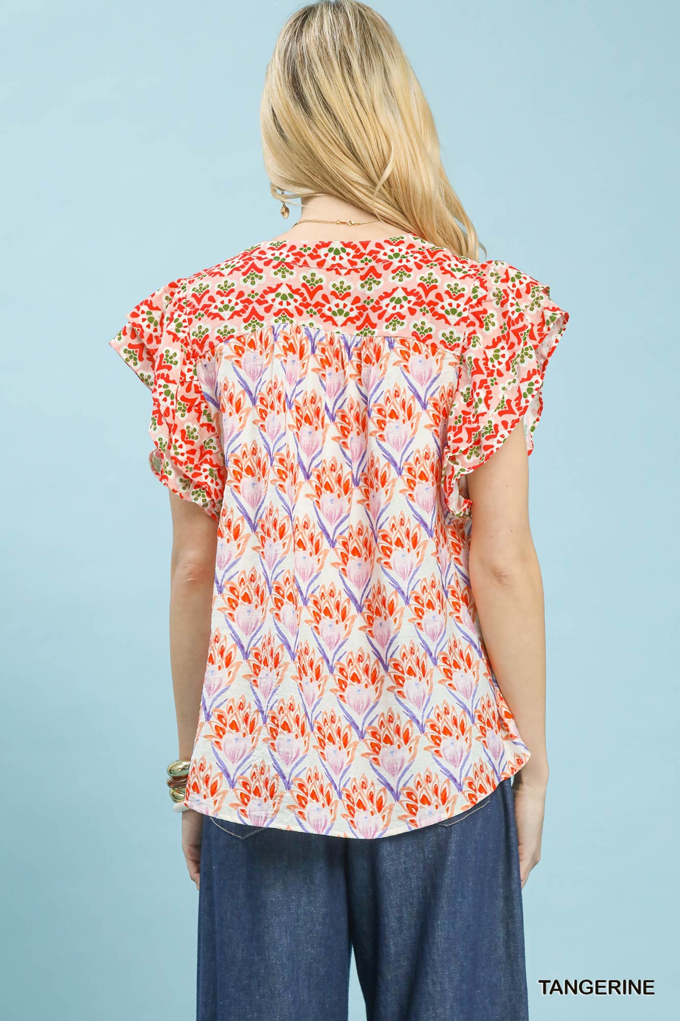 Double Frill Sleeve Floral Blouse, image 3