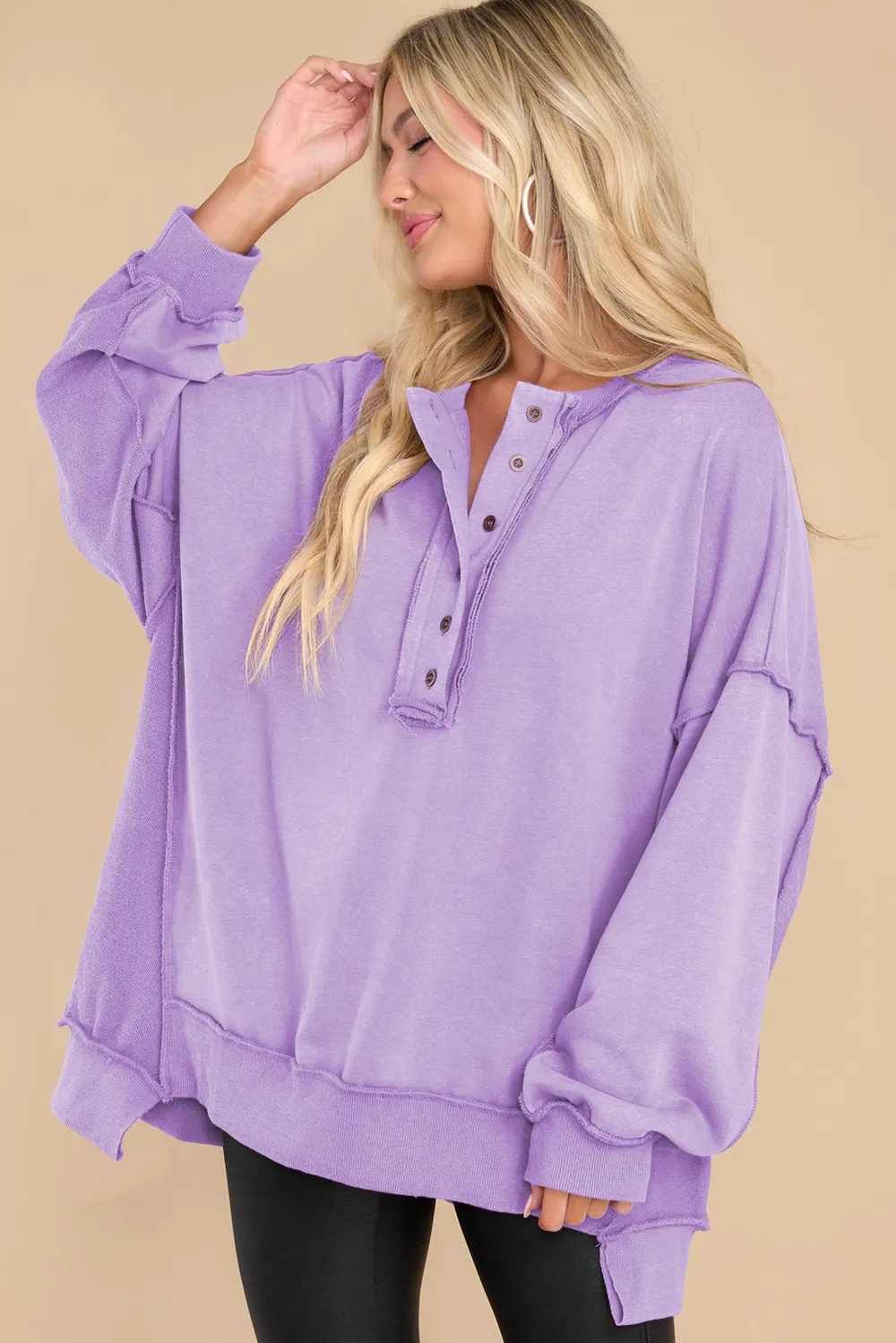 Exposed Seam Long Sleeve Sweatshirt, image 9