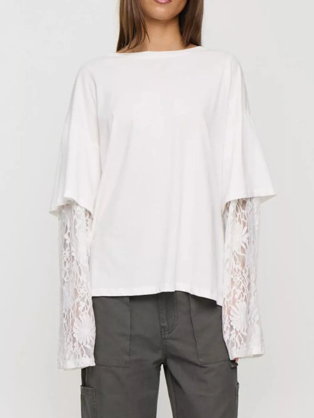 Layered Lace-Sleeve T-Shirt, image 5