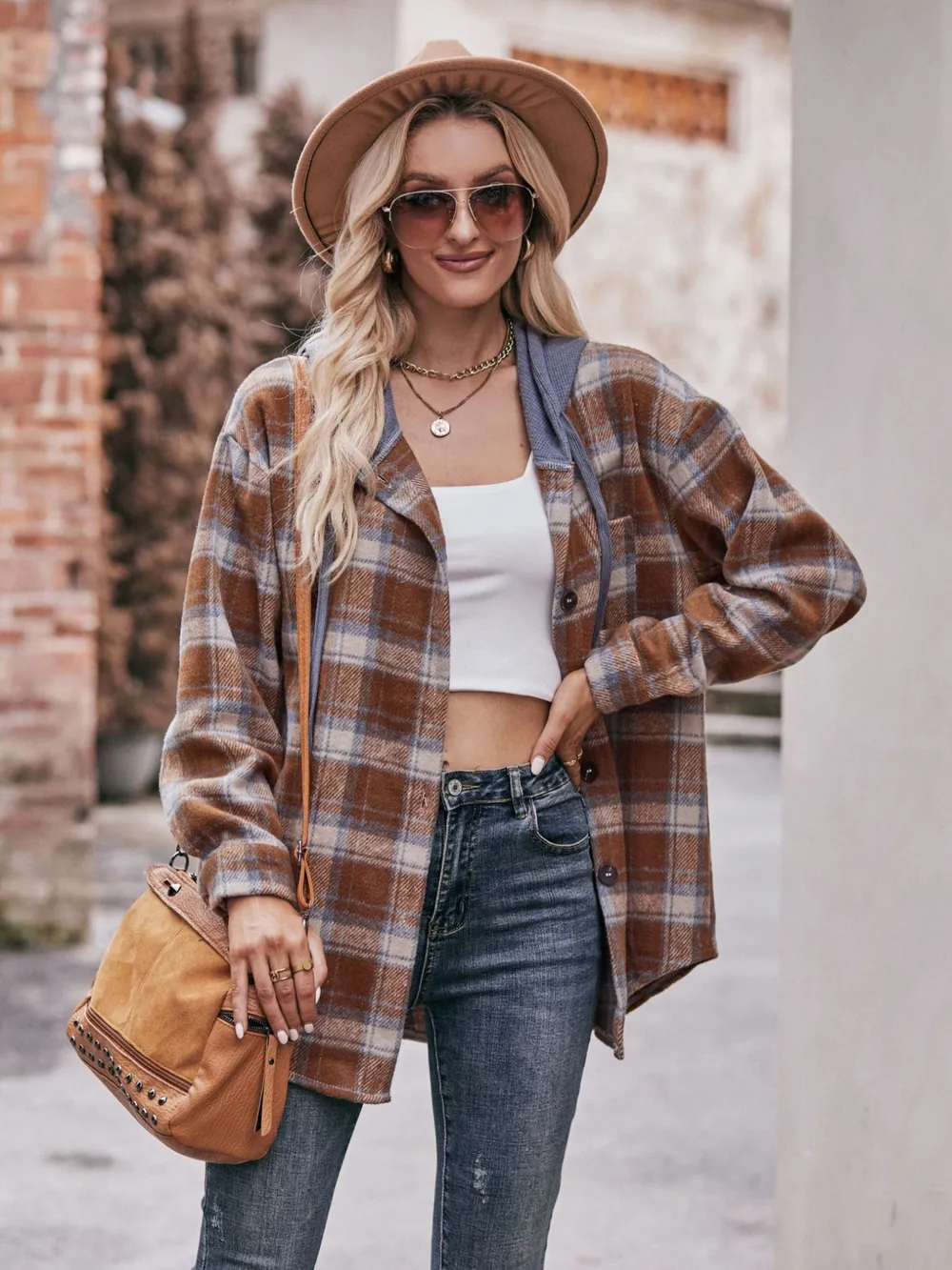 Oversized Plaid Button Up Shacket, image 12