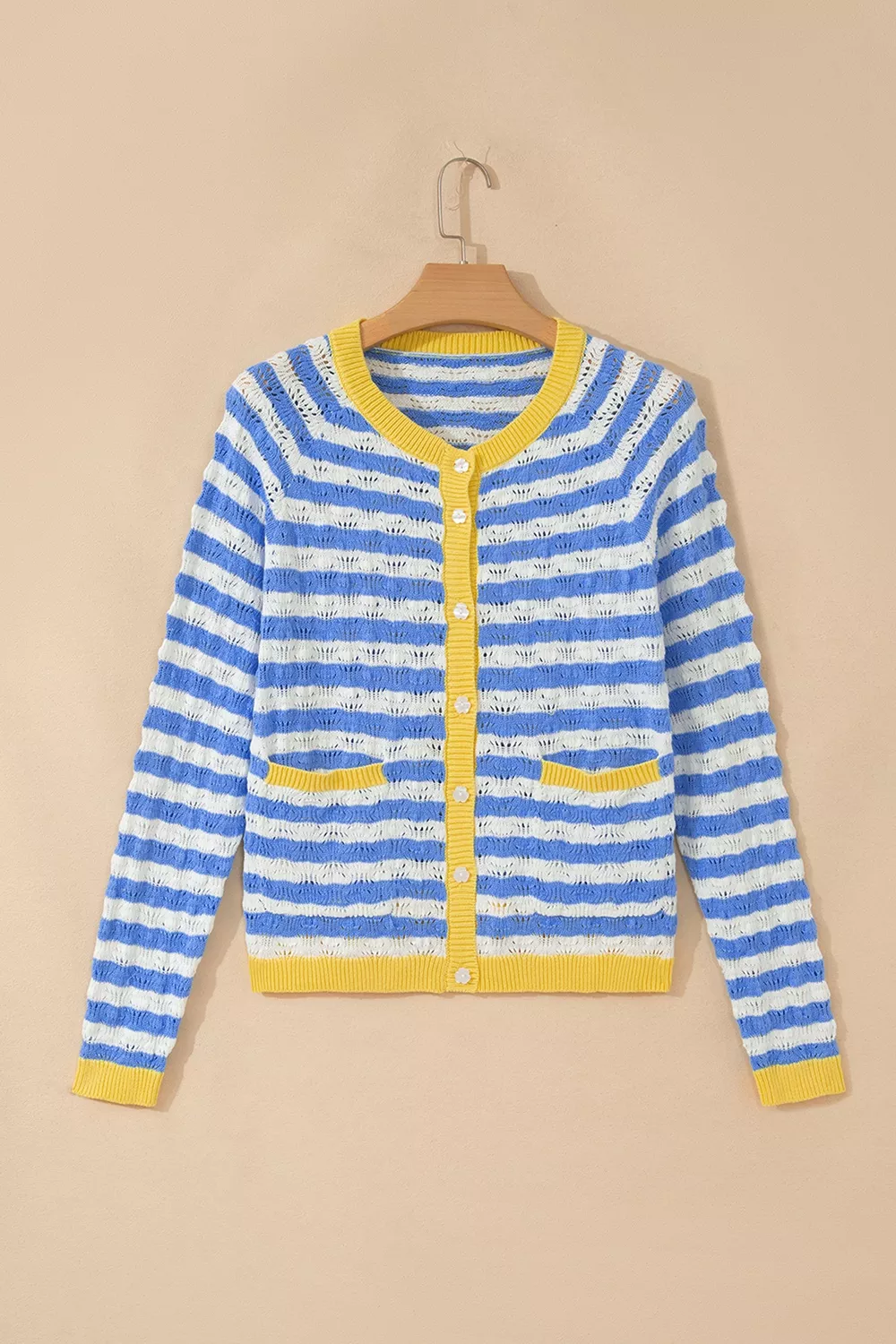 Striped Knit Button Up Cardigan, image 7